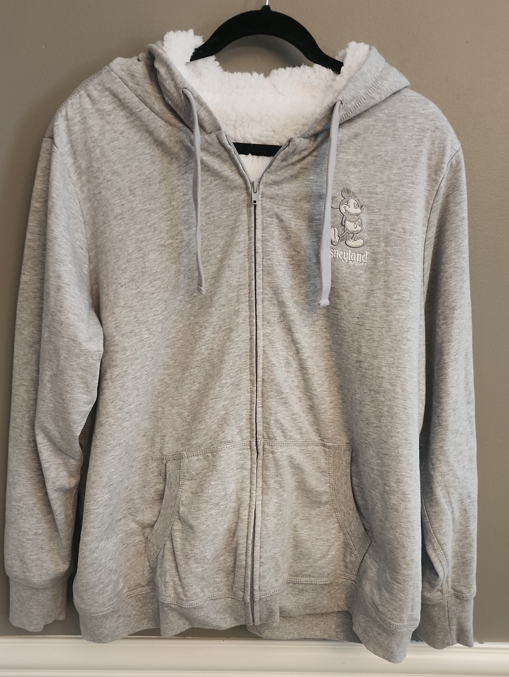 Disney Parks Heather Gray Sherpa-Lined Zip Hoodie